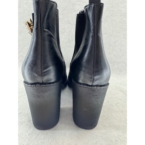 Soda Womens Chelsea Pull On Tab Lug Block Ankle Boot Black Size 11 - Picture 4 of 9